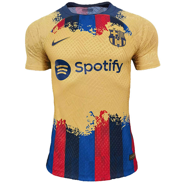 Barcelona pre-match player jersey training soccer uniform men's sportswear football top gray blue shirt 2023-2024